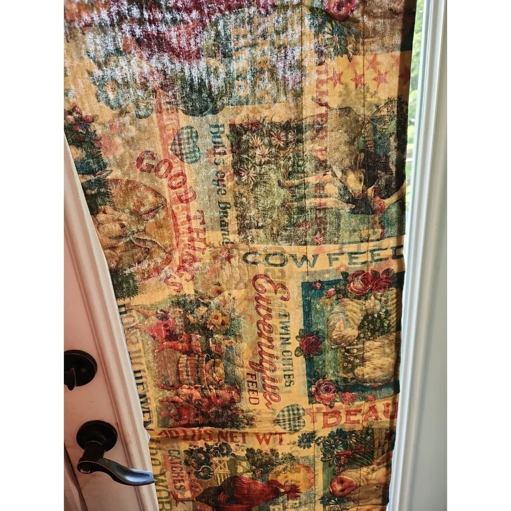 Vtg Fabric Valance Country Farm Cow Pig Cottagecore Joann Kessler 69